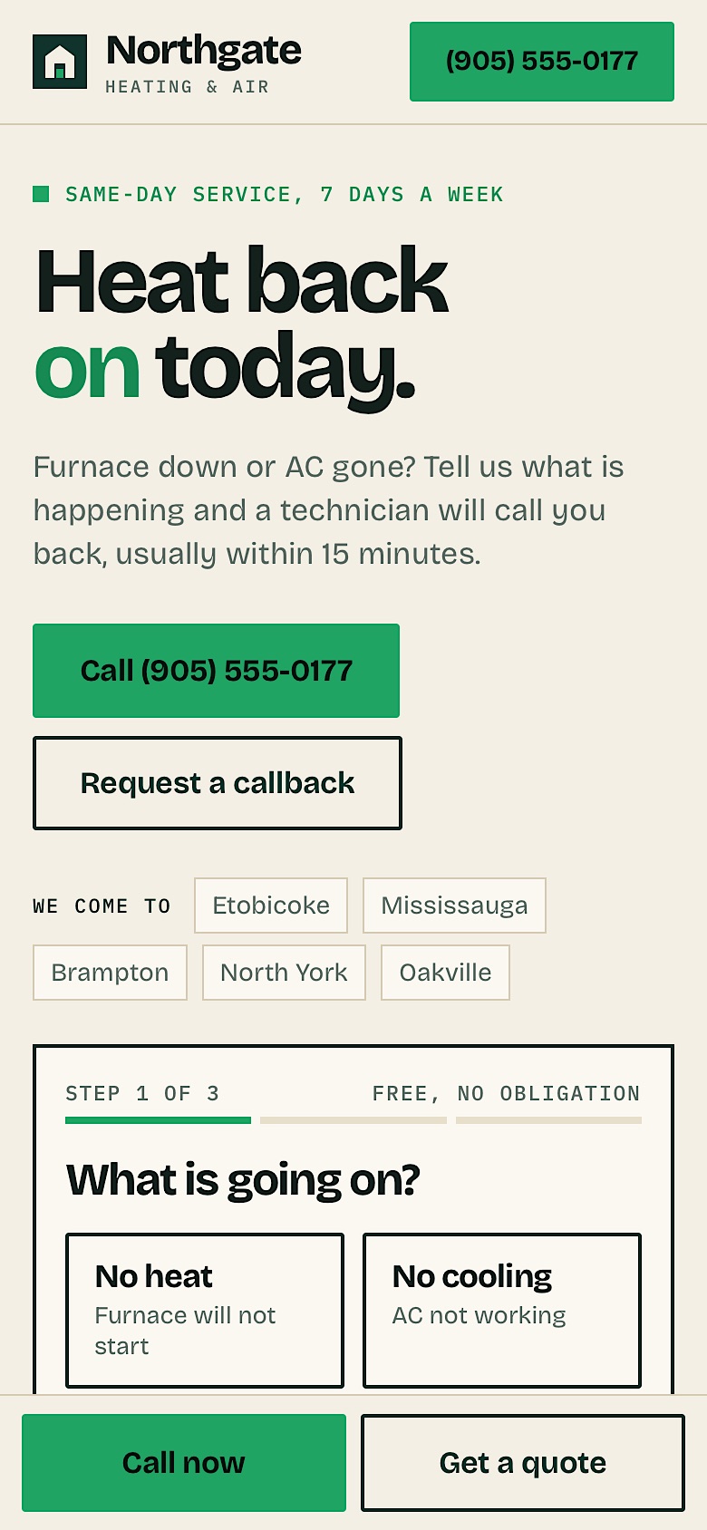 The page the ad leads to, on a phone: a short quote form for the fictional company